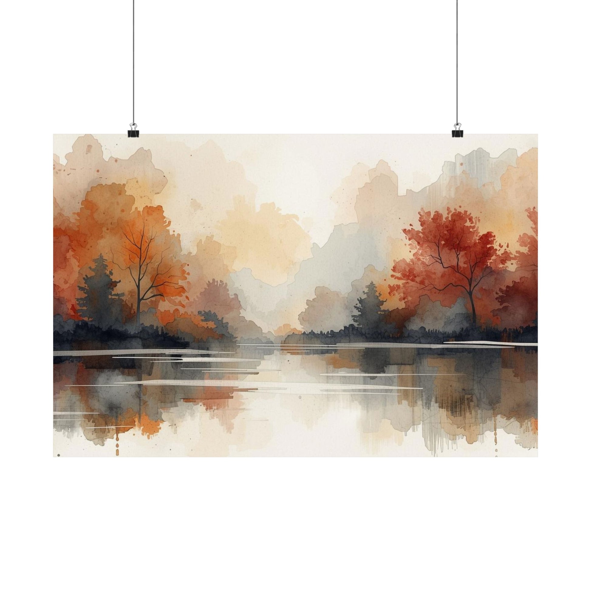 Autumn Reflection Satin Poster Prints Nature Aesthetic - Rosetta Creative Boutique