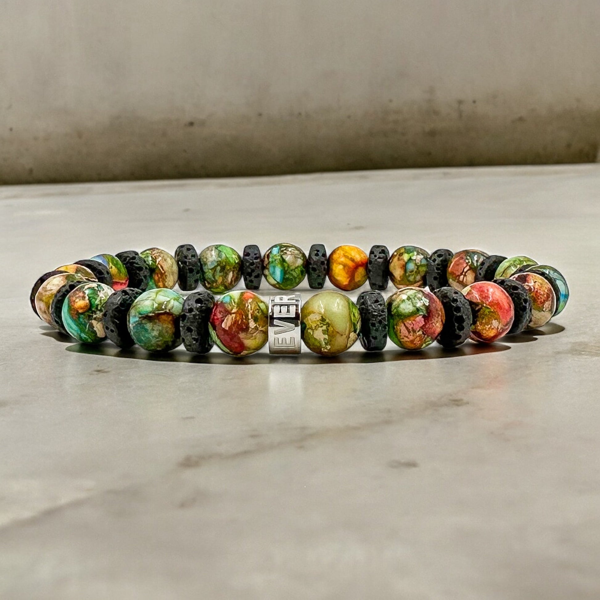 Atlas Imperial Rainbow Jasper Lava Rock Beaded Bracelet - Rosetta Creative Boutique