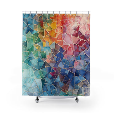 Vibrant Mosaic Shower Curtain Colorful Bohemian Decor - Rosetta Creative Boutique