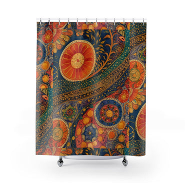 Bohemian Shower Curtain - Vibrant Floral Bathroom Wall Art and Colorful Home Accessory for Boho Style - Rosetta Creative Boutique