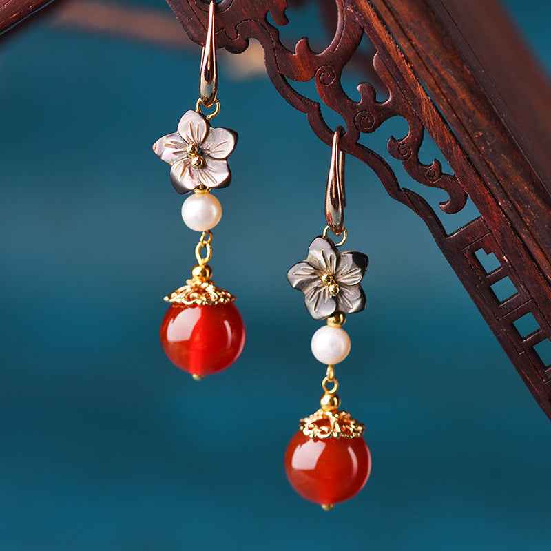 Handmade Red Agate Earrings