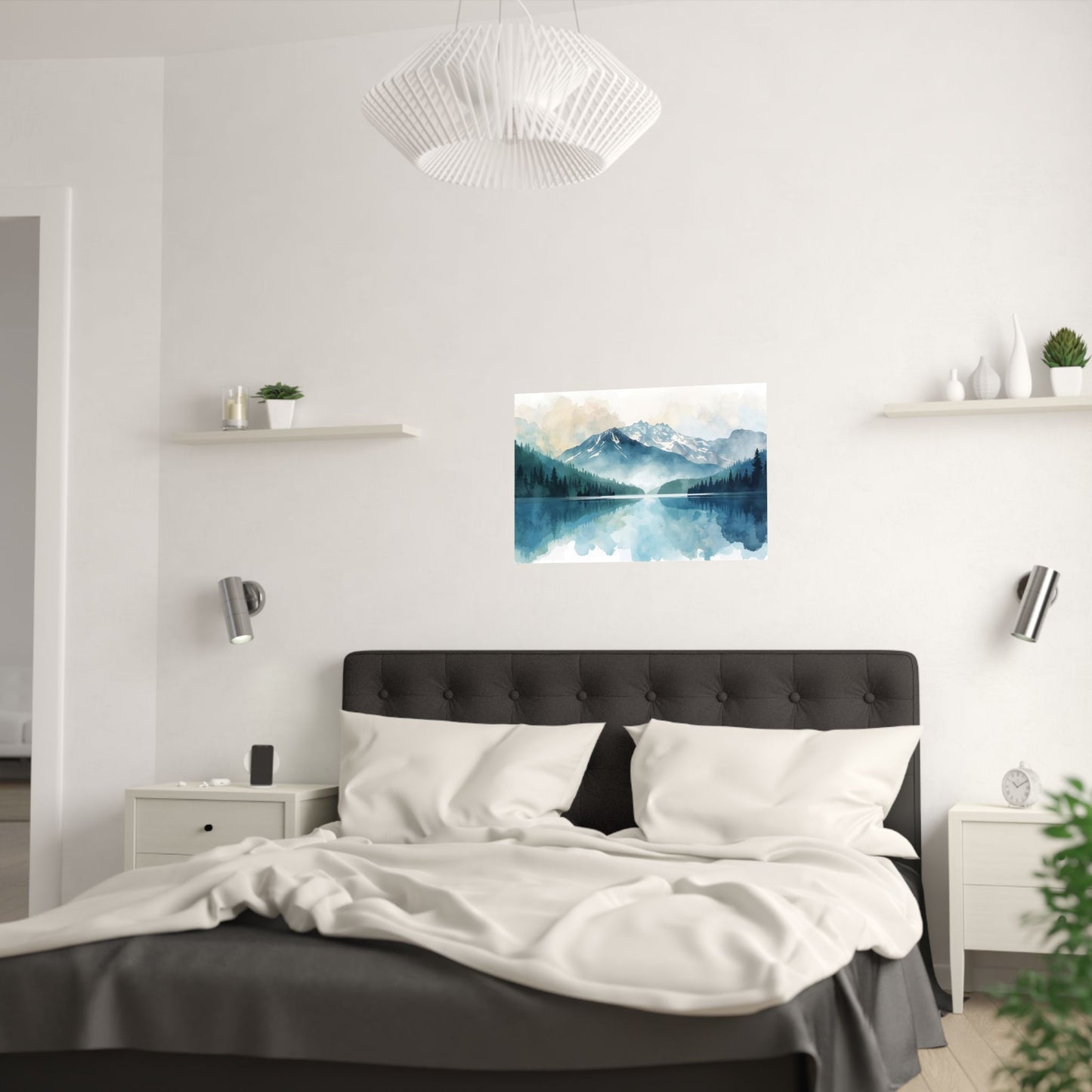 Serene Nature Satin Poster Mountain Reflection Art Print - Rosetta Creative Boutique