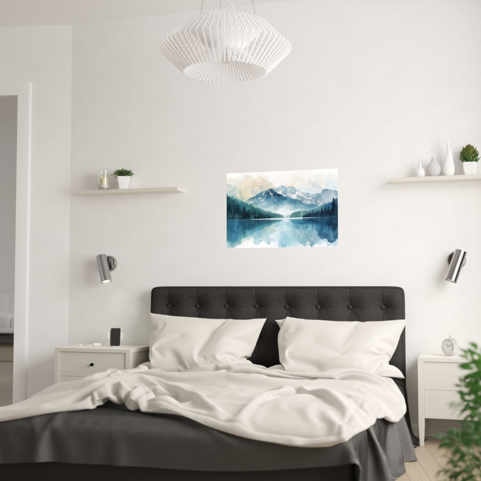 Serene Nature Satin Poster Mountain Reflection Art Print - Rosetta Creative Boutique