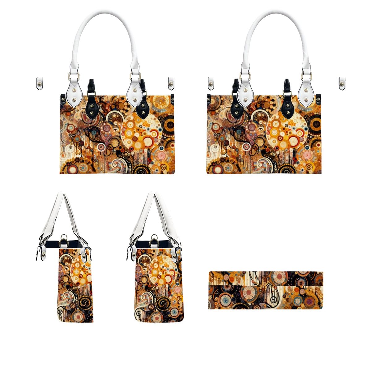 Klimt Style Abstract Tote Bag for Women - Art Print PU Bag - Rosetta Creative Boutique