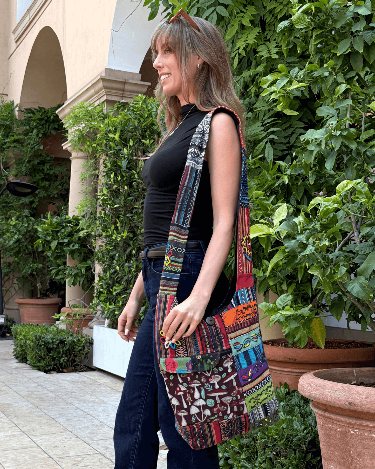 Kathmandu Patchwork Hobo Bag Handmade In Nepal Boho - Rosetta Creative Boutique