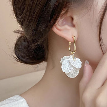 Dragon & Phoenix Ruyi Earrings – Textured 'Cracked Petal' Design