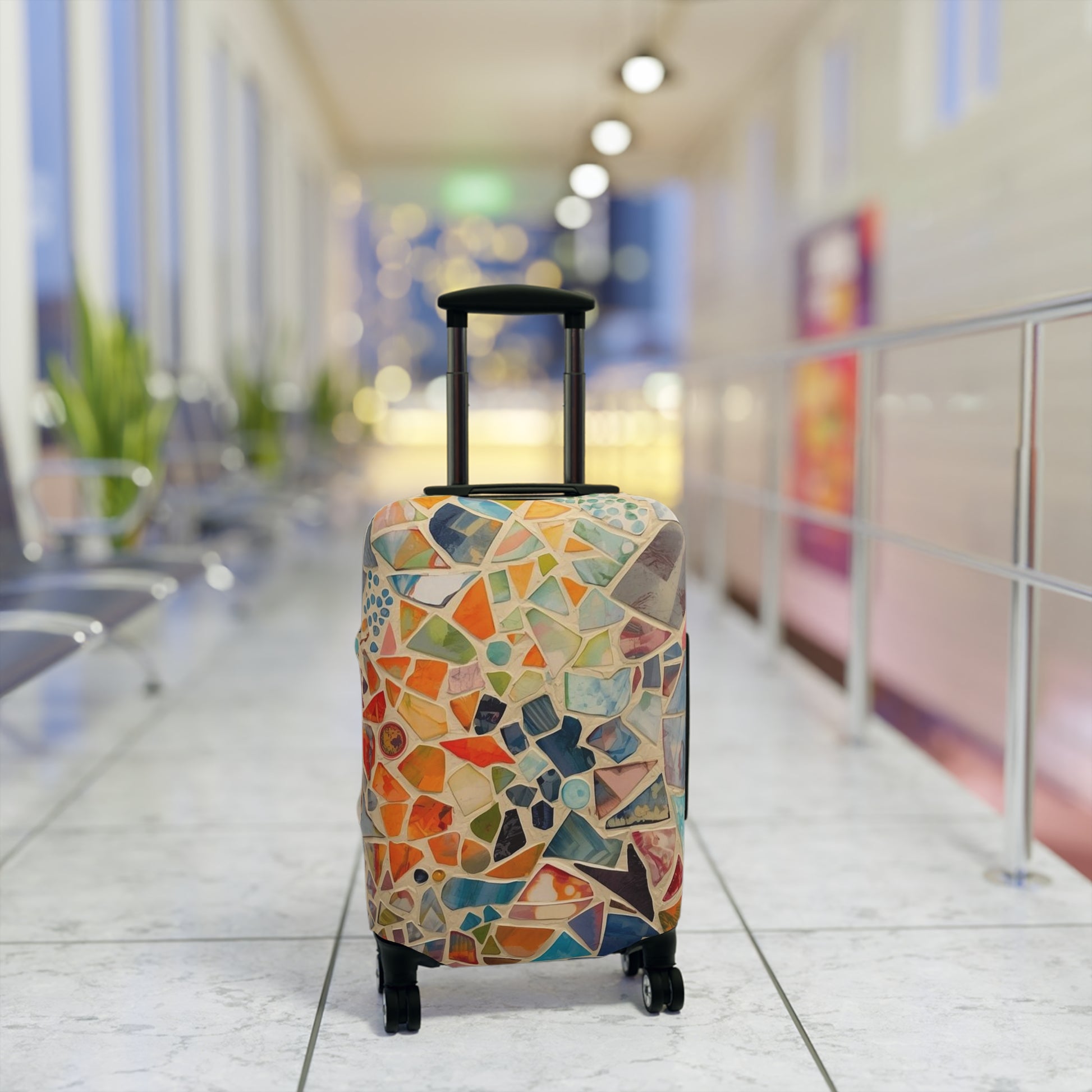 Vibrant Mosaic Pattern Luggage Cover | Colorful Travel Accessory | Suitcase Protector | Unique Gift for Travelers | Vacation Ready - Rosetta Creative Boutique