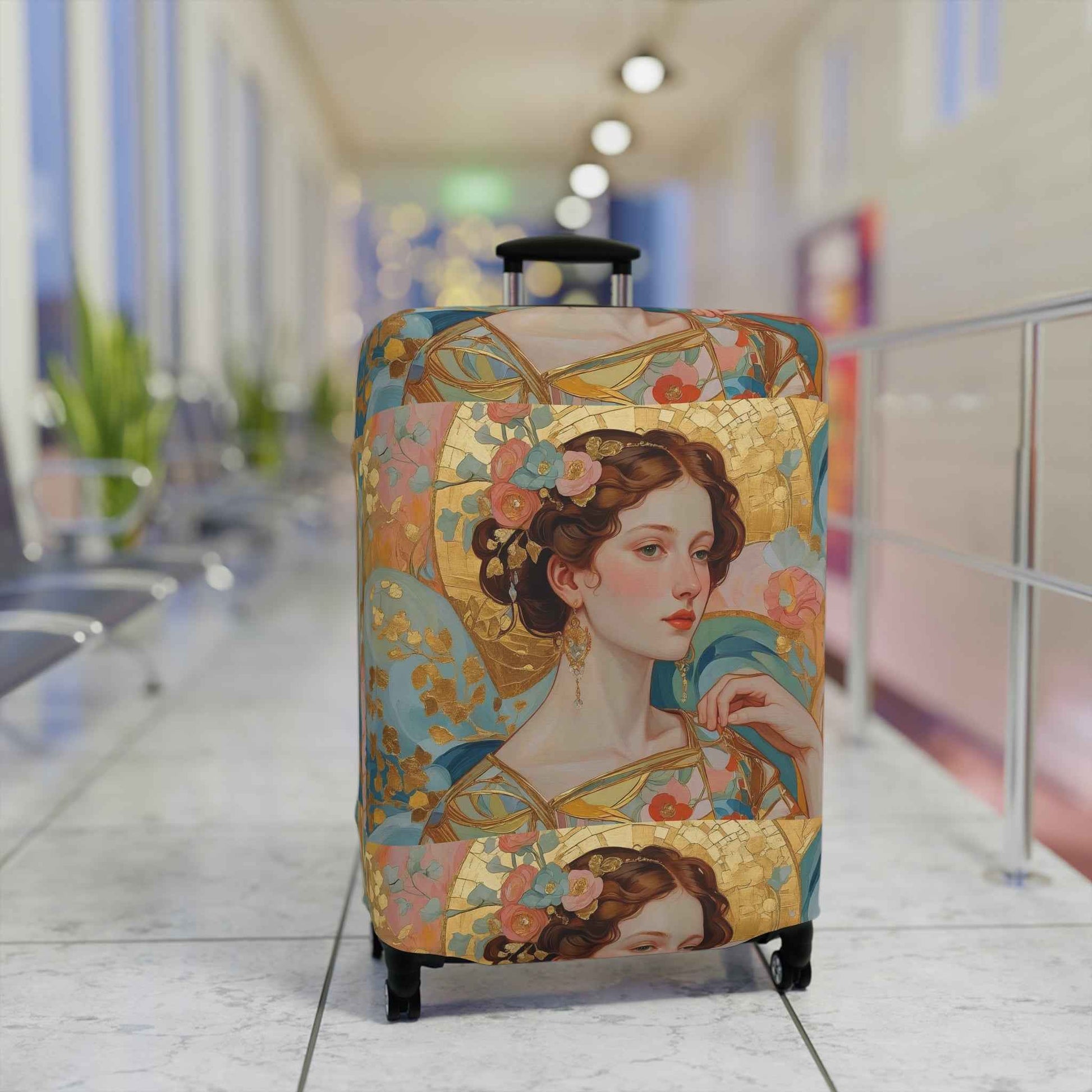 Elegant Klimt-Style Floral Luggage Cover - Vintage Art Suitcase Protector by Rosetta Creative Boutique - Rosetta Creative Boutique