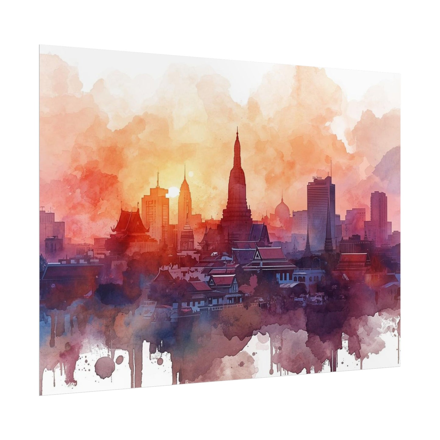 Bangkok Cityscape Posters Rolled Wall Art Home Decor Gift