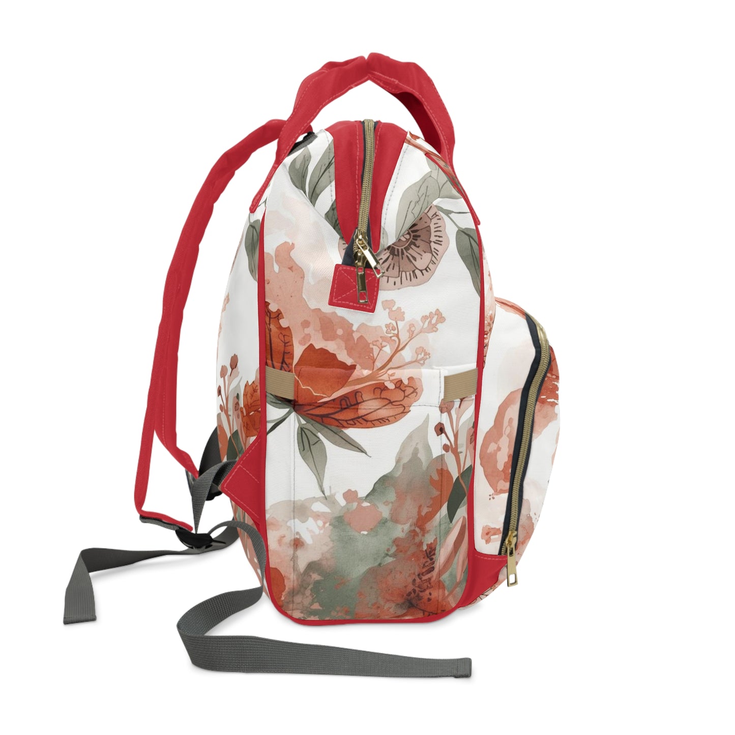 Floral Multifunctional Diaper Backpack - Stylish Baby Carryall