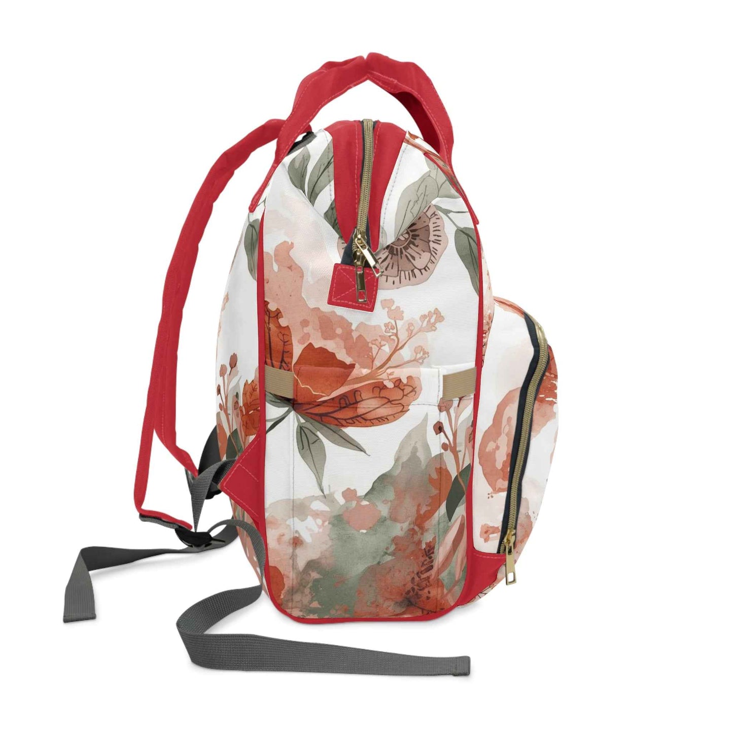 Floral Multifunctional Diaper Backpack - Stylish Baby Carryall