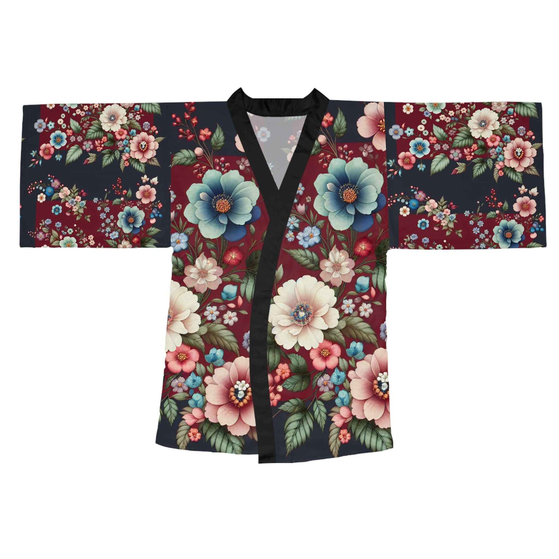 Floral Kimono Robe - Cozy Women's Loungewear for Relaxation, Elegant Bathrobe Gift for Her in Spring Style - Rosetta Creative Boutique