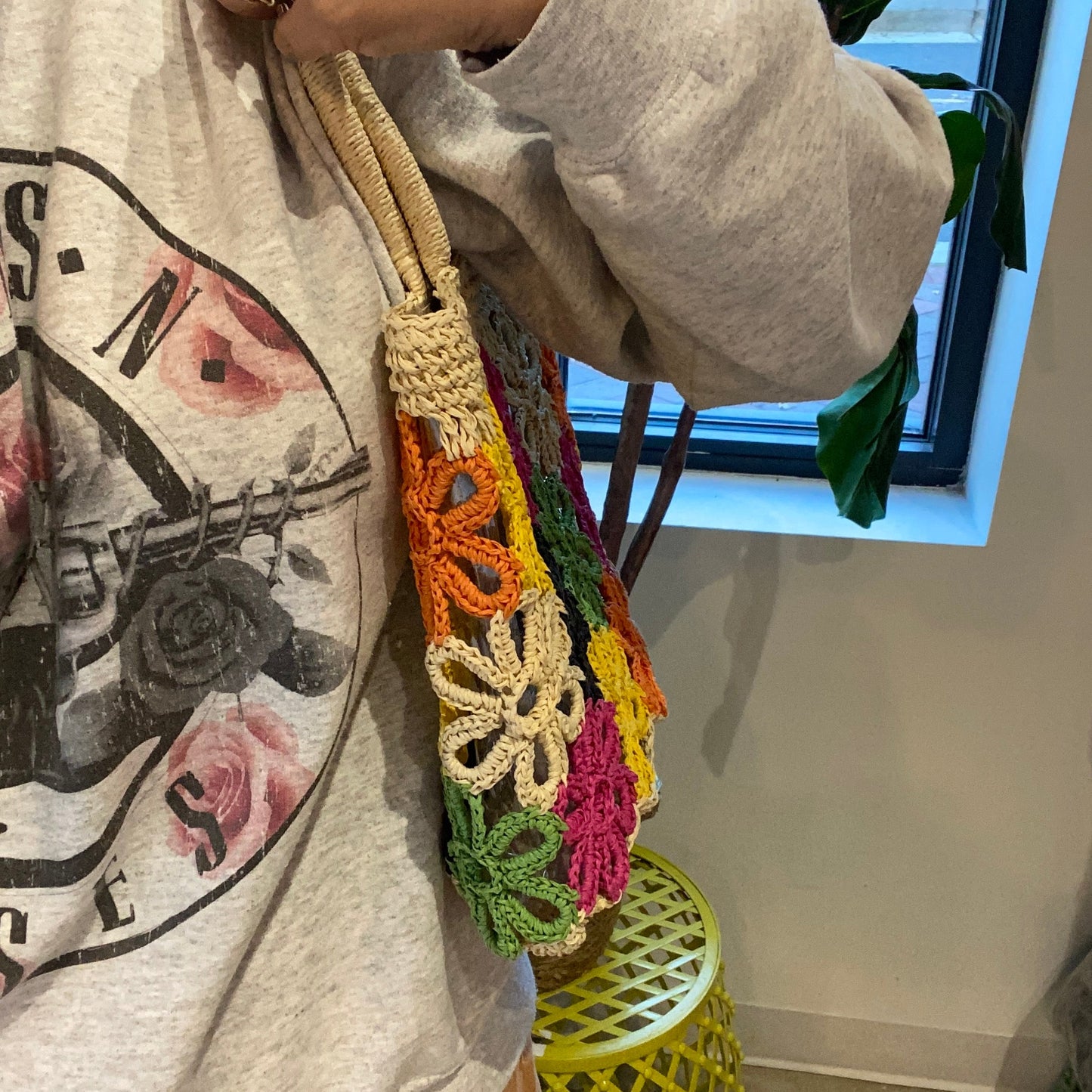Handmade Flower Power Boho Tote Bag With Colorful Detailing - Rosetta Creative Boutique
