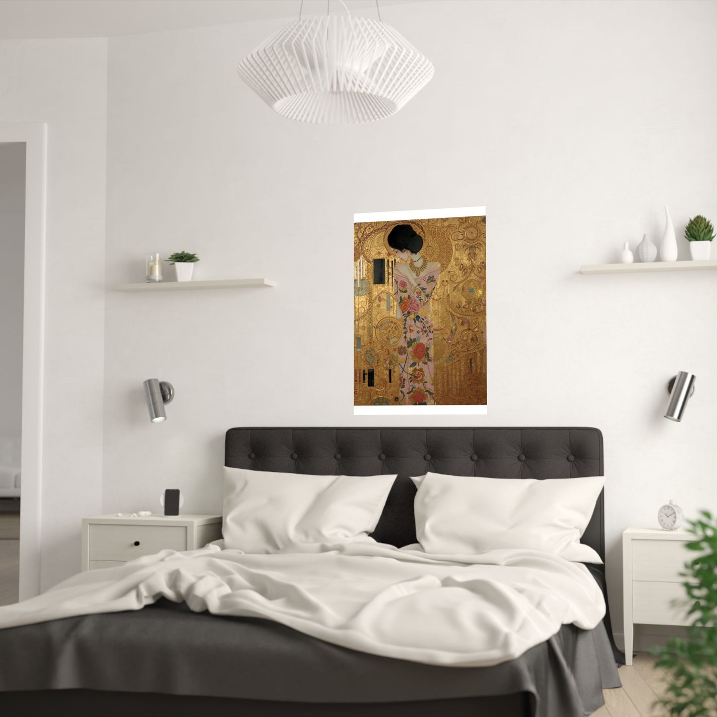 Elegant Satin Poster in Klimt-Style For Romantic Wall Art Decor Ideas - Rosetta Creative Boutique