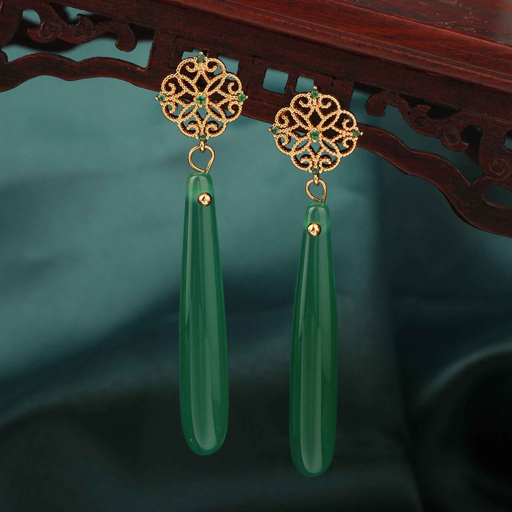 Chinese Style Agate Luxury Earrings