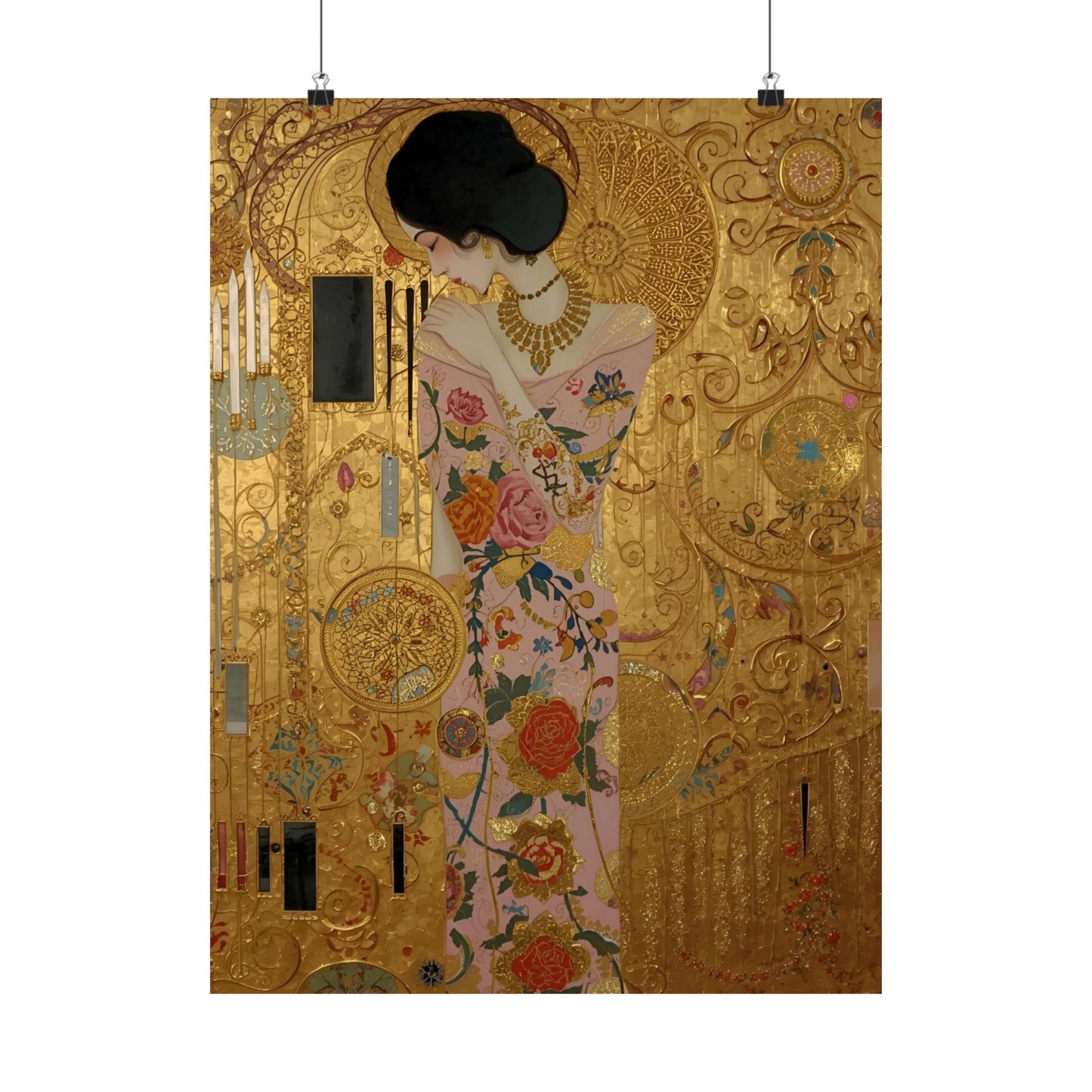 Elegant Satin Poster in Klimt-Style For Romantic Wall Art Decor Ideas - Rosetta Creative Boutique