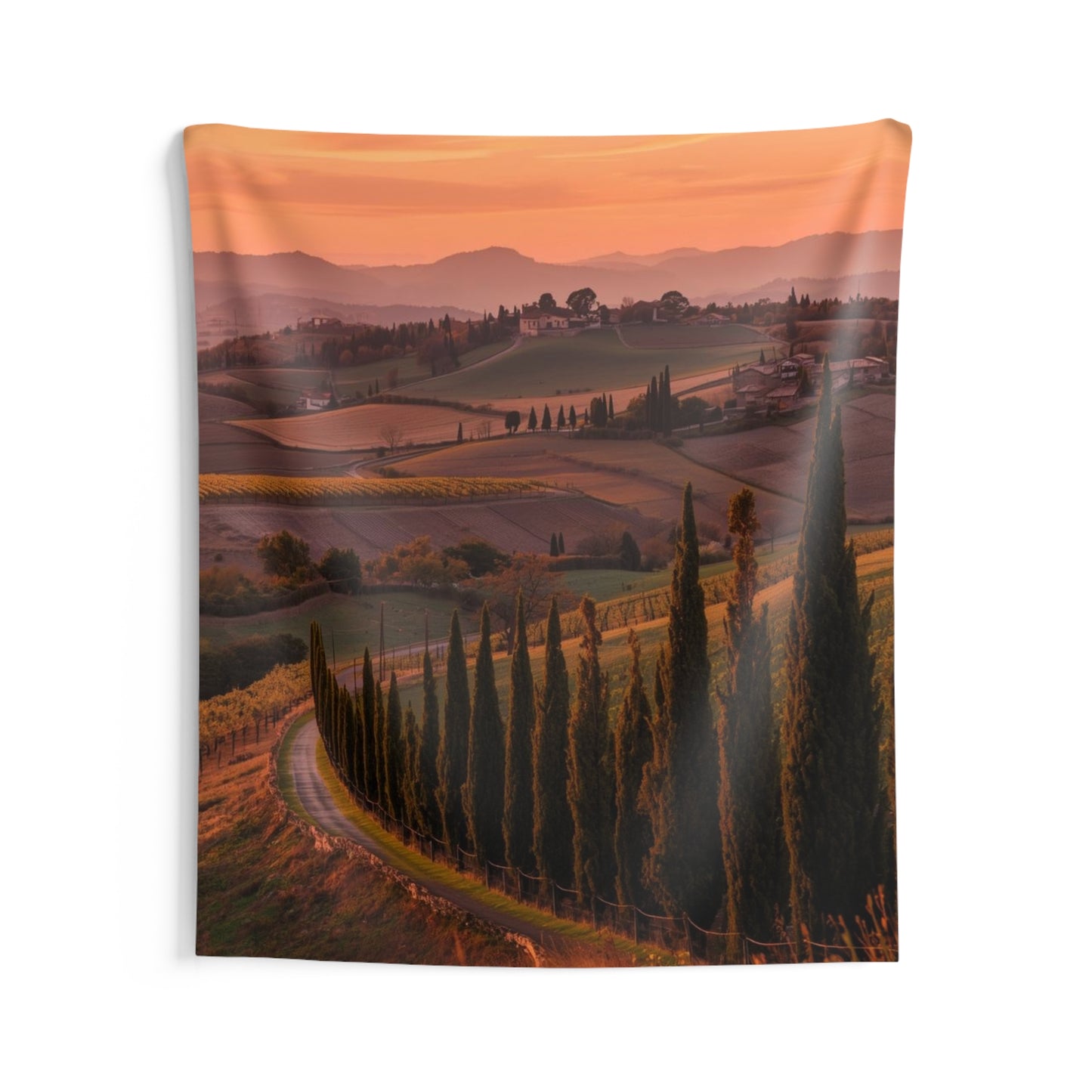 Tuscan Countryside Wall Tapestry, Boho Home Decor, Nature Wall Hanging, Cozy Living Room Accent, Rustic Bedroom Decoration