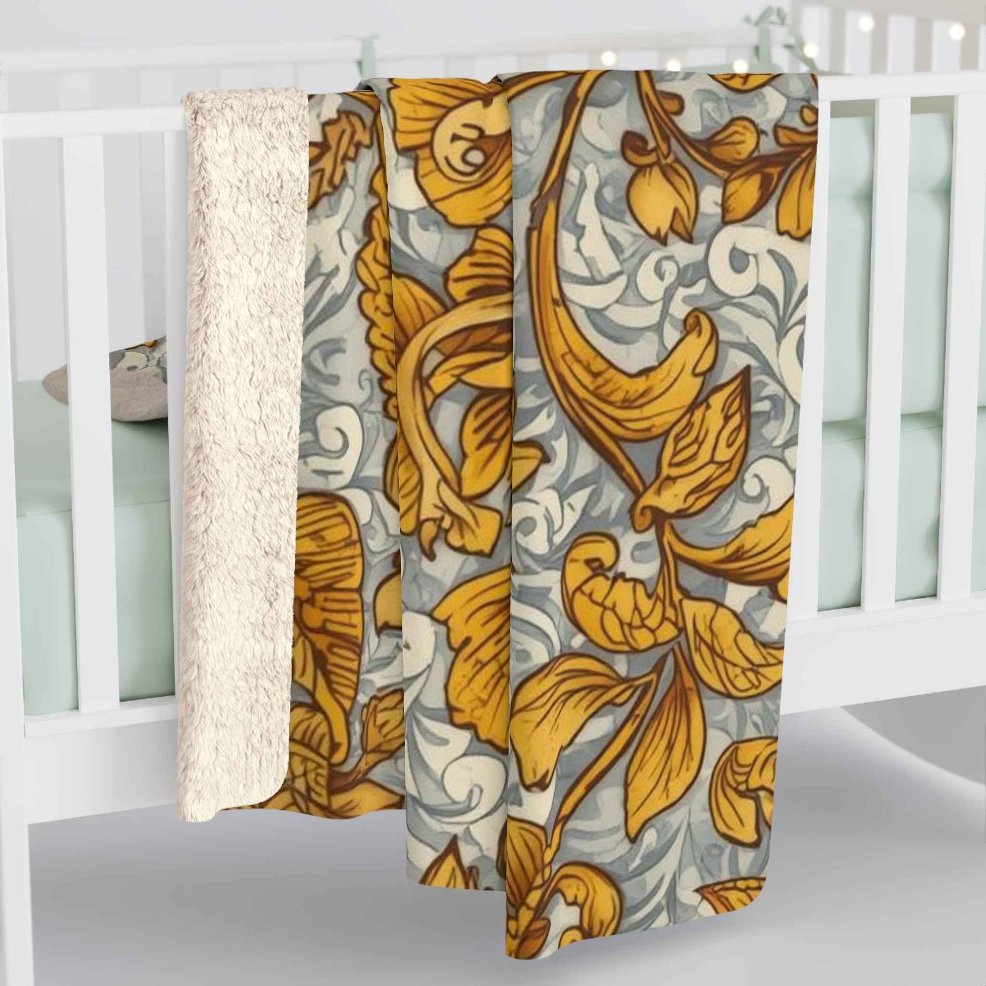 Cozy Floral Sherpa Fleece Blanket | Warm Throw for Home Décor, Gift for Coffee Lovers, Rustic Living Room, Winter Comfort