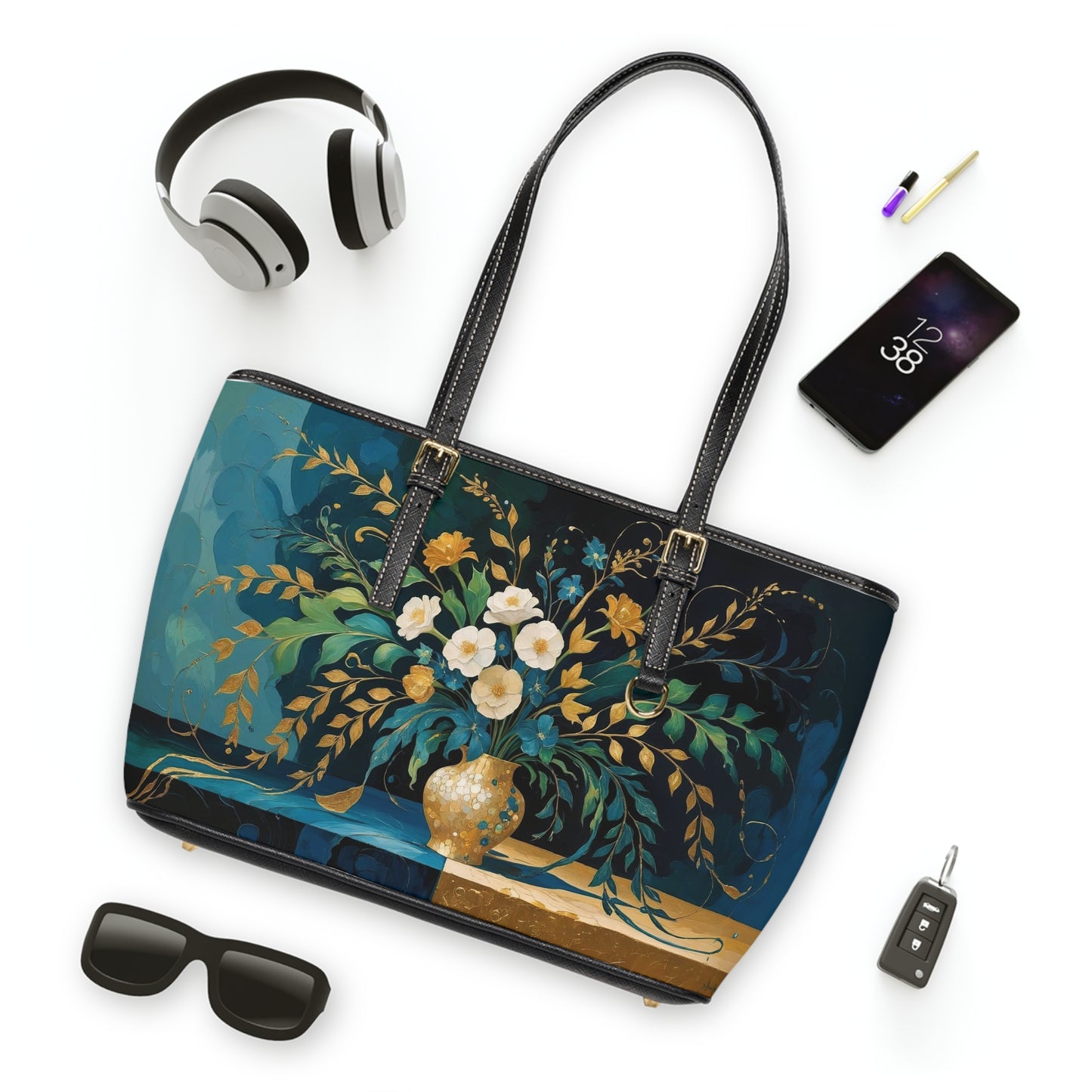 Elegant Floral PU Leather Shoulder Bag | Stylish Tote, Chic Purse, Everyday Handbag, Gift for Her, Fashion Accessory