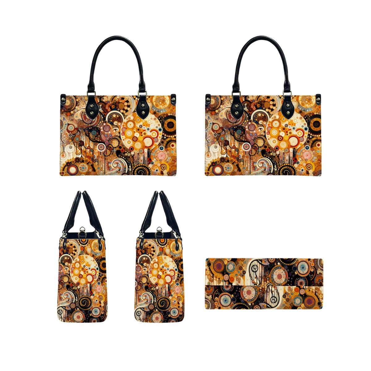 Klimt Style Abstract Tote Bag for Women - Art Print PU Bag - Rosetta Creative Boutique
