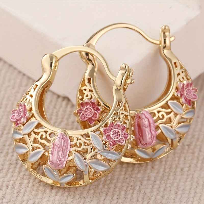 Vintage Bohemian Style Copper Earrings Floral