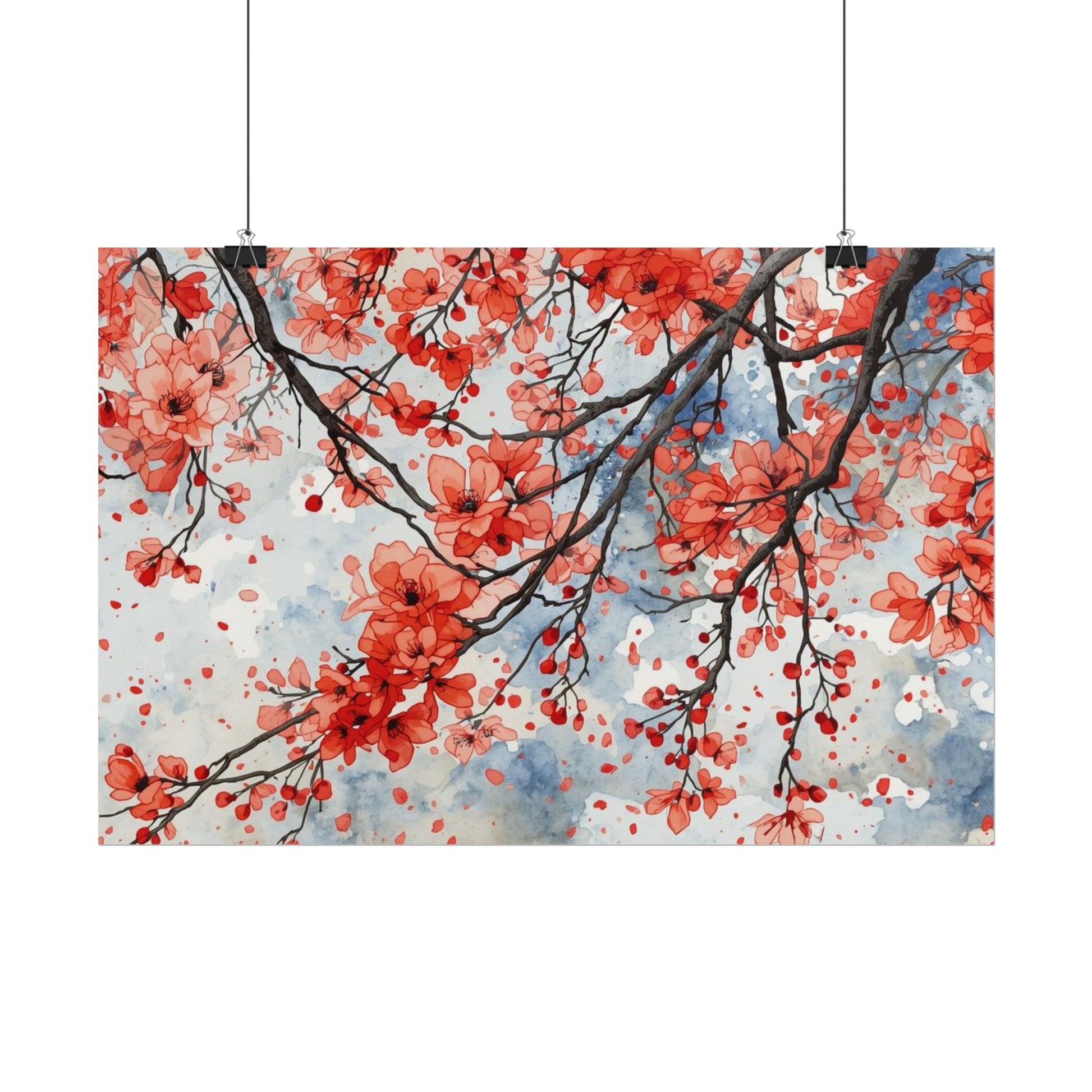 Blooming Cherry Blossom Rolled Poster Floral Wall Art - Rosetta Creative Boutique