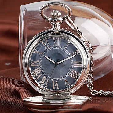 Low Key Luxury Mechanical Pocket Watch With Denim Chain Strap 45mm