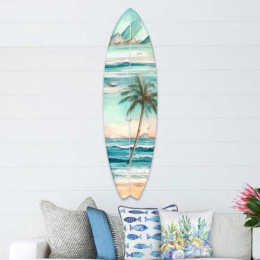 Tropical Palm Surfboard Coastal Wall Art by G. DeBrekht - Coastal Holiday Decor - 8490112HS-1
