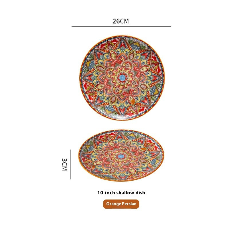 Artisan Ceramic Shallow Plate & Serving Platter (8" & 10") - Bohemian Collection
