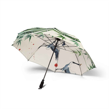 Elegant Bamboo Crane Umbrella - Chic Foldable Rain Gear for Nature Lovers and Outdoor Events - Rosetta Creative Boutique