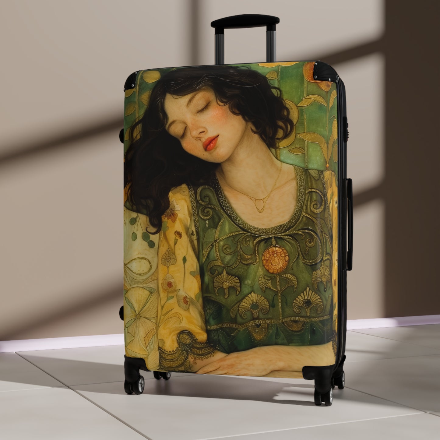 Artistic Klimt-Inspired Travel Suitcase, Stylish Personalized Carry-on Bag, Unique Bohemian Luggage Gift for Travelers - Rosetta Creative Boutique
