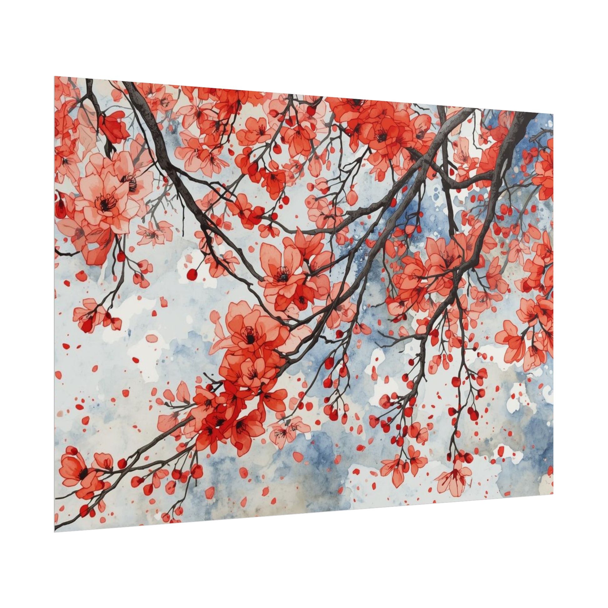 Blooming Cherry Blossom Rolled Poster Floral Wall Art - Rosetta Creative Boutique