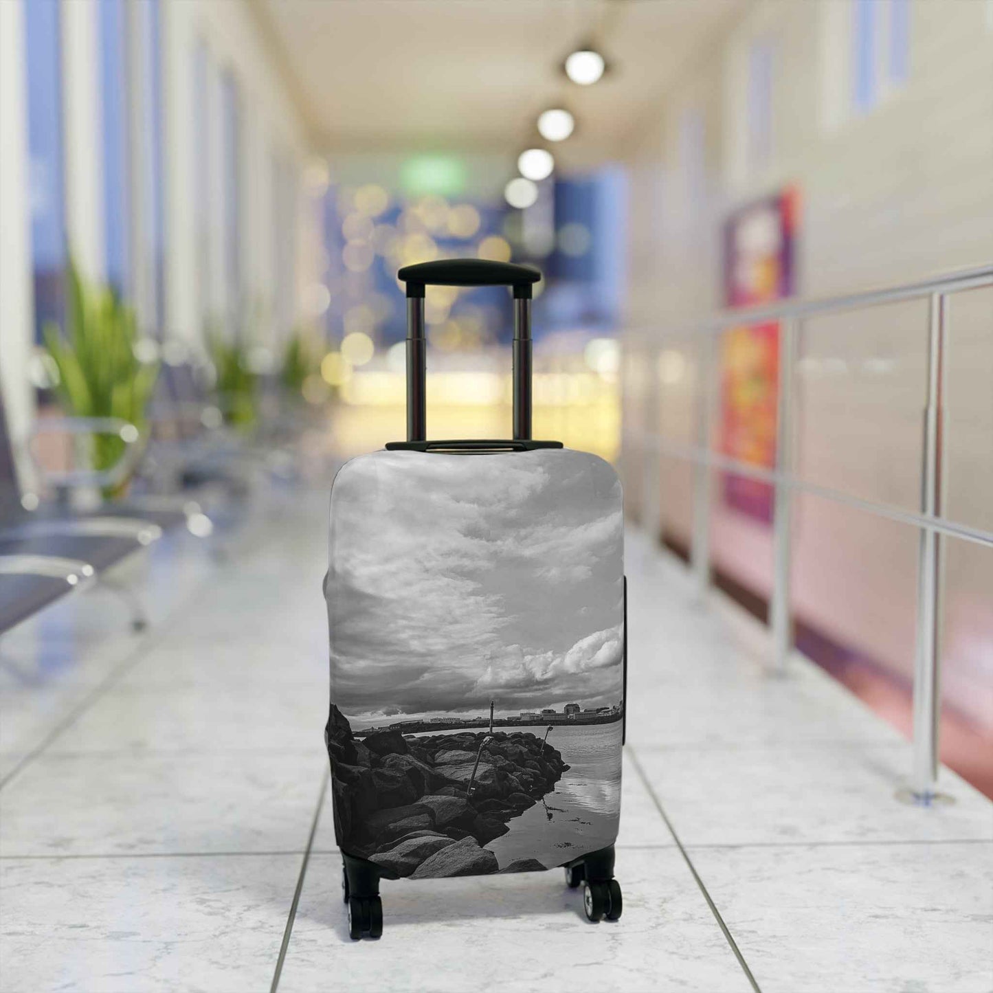 Black and White Iceland Luggage Cover - Stylish Protection from Rosetta Creative Boutique - Rosetta Creative Boutique