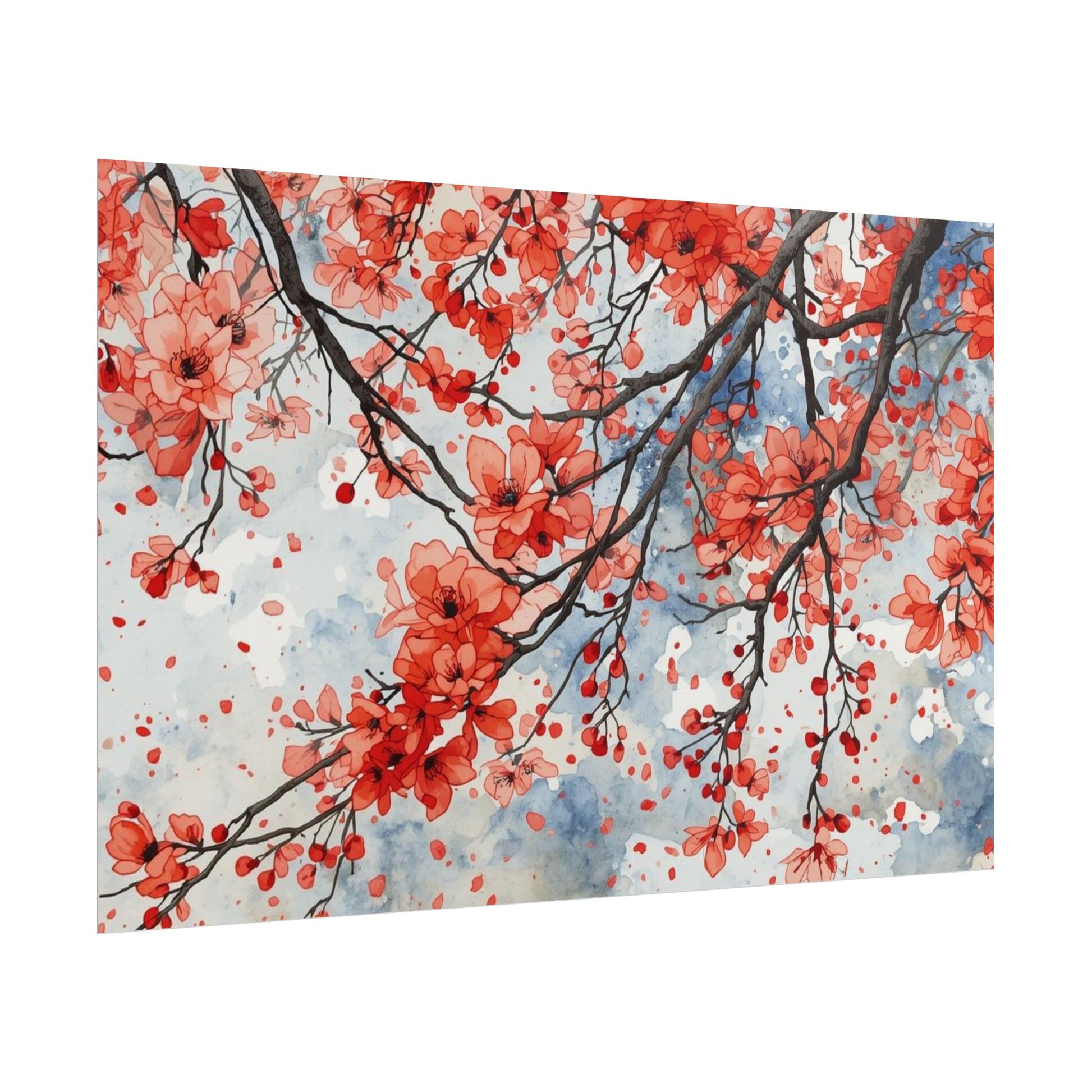 Blooming Cherry Blossom Rolled Poster Floral Wall Art - Rosetta Creative Boutique