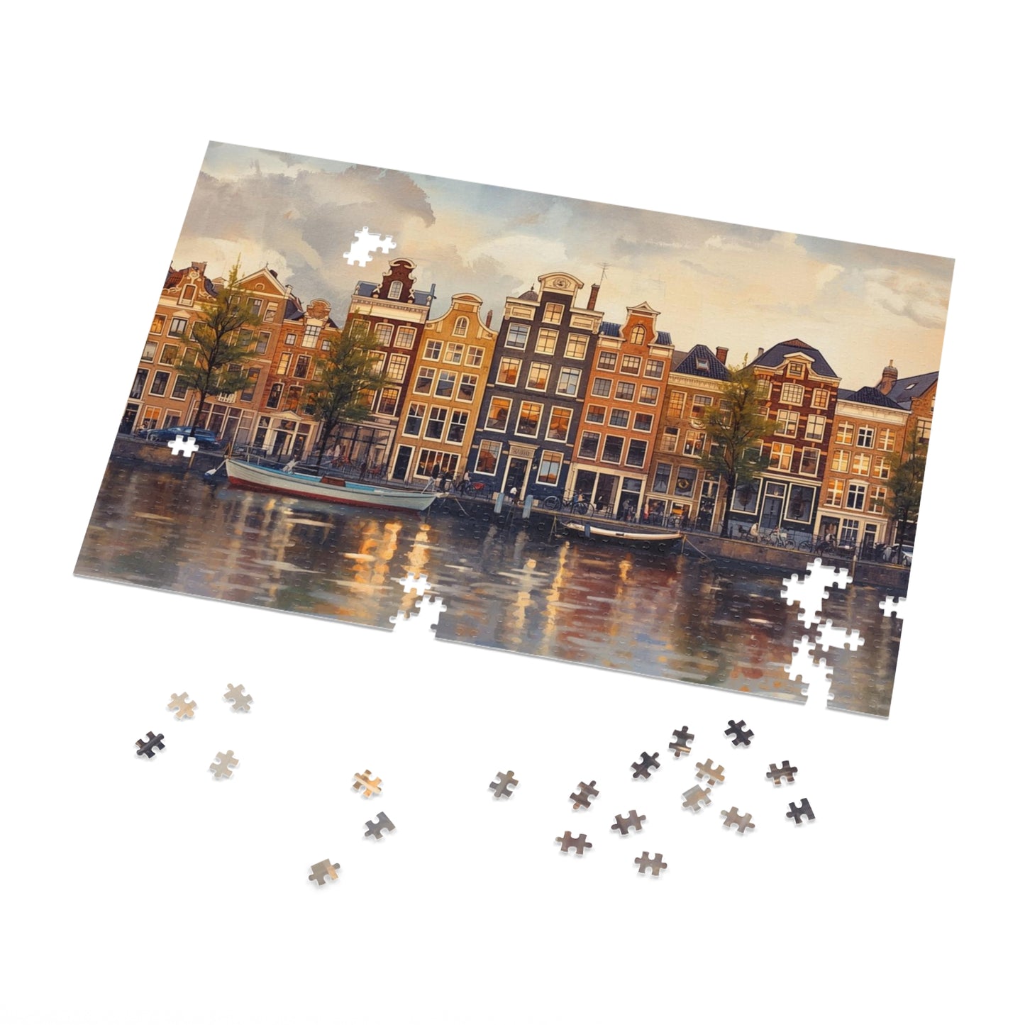 Amsterdam Waterfront Jigsaw Puzzle with Decorative Tin, Perfect Gift for Puzzle Lovers, Family Game Night, Home Decor, Unique Souvenir