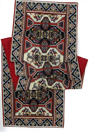 DaDalogy Elegant Majestic Kilim Red Persian Rug Ornate Floral Woven Tapestry Table Runner (18195)-1
