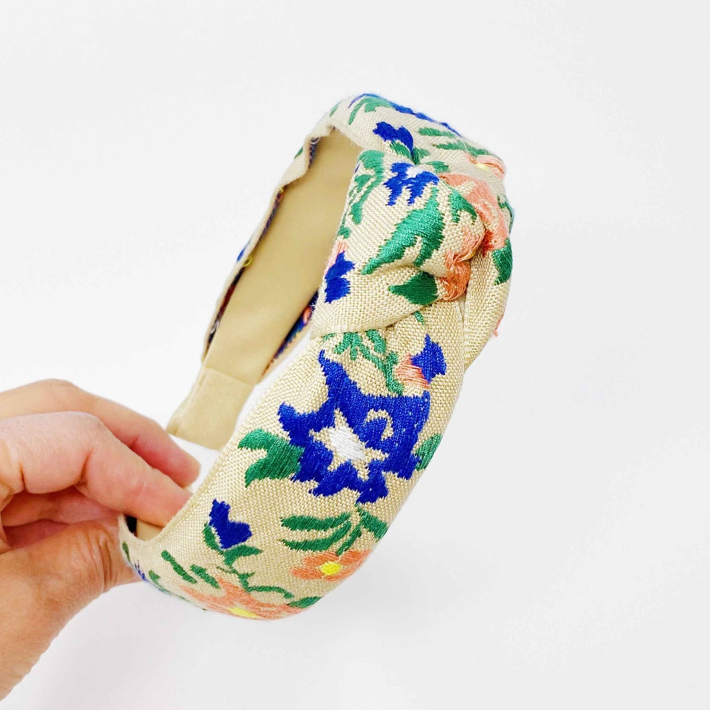 French Floral Embroidered Headband With Soft Edges For Comfort