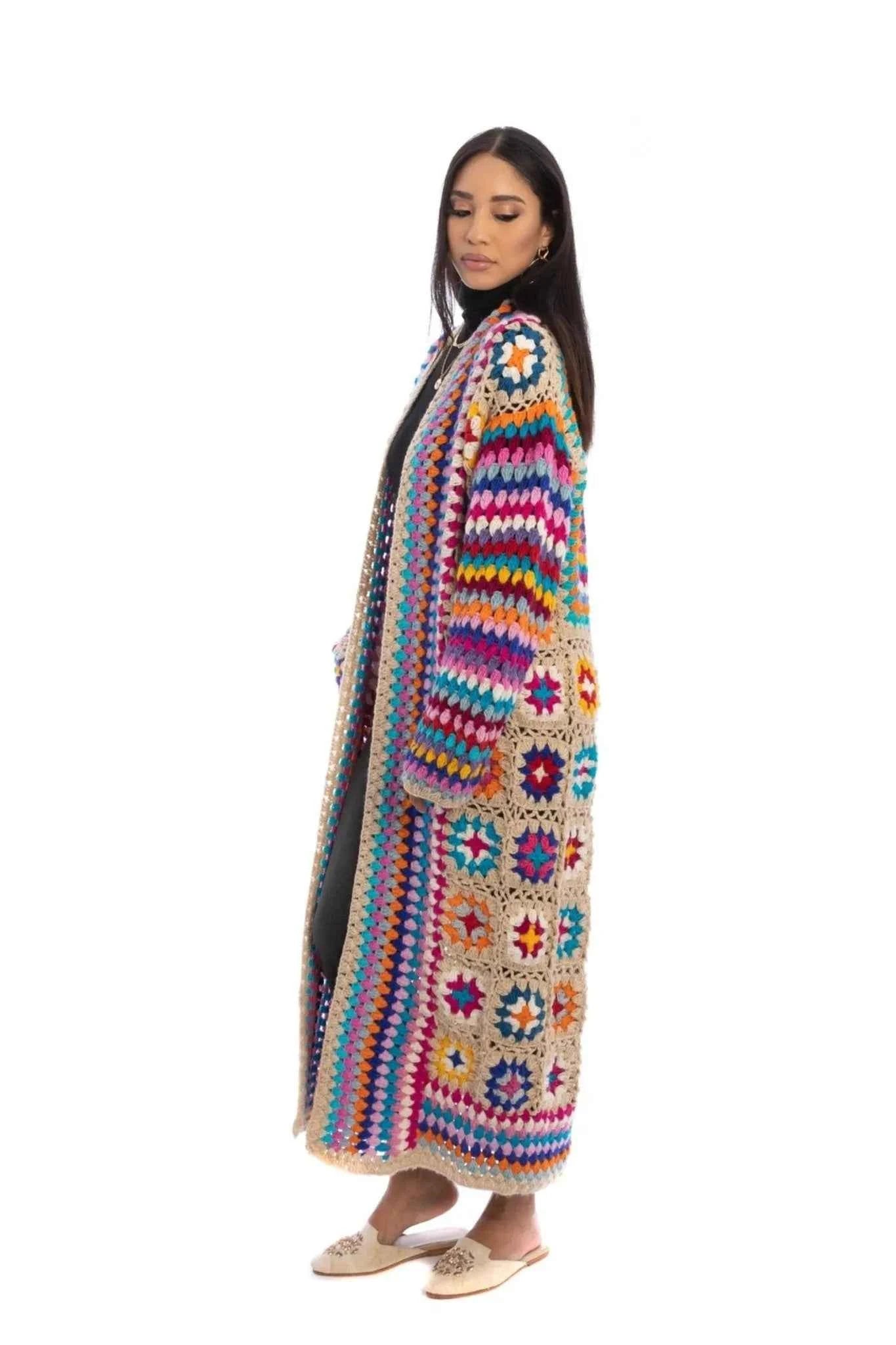 Hand Crocheted Long Kimono