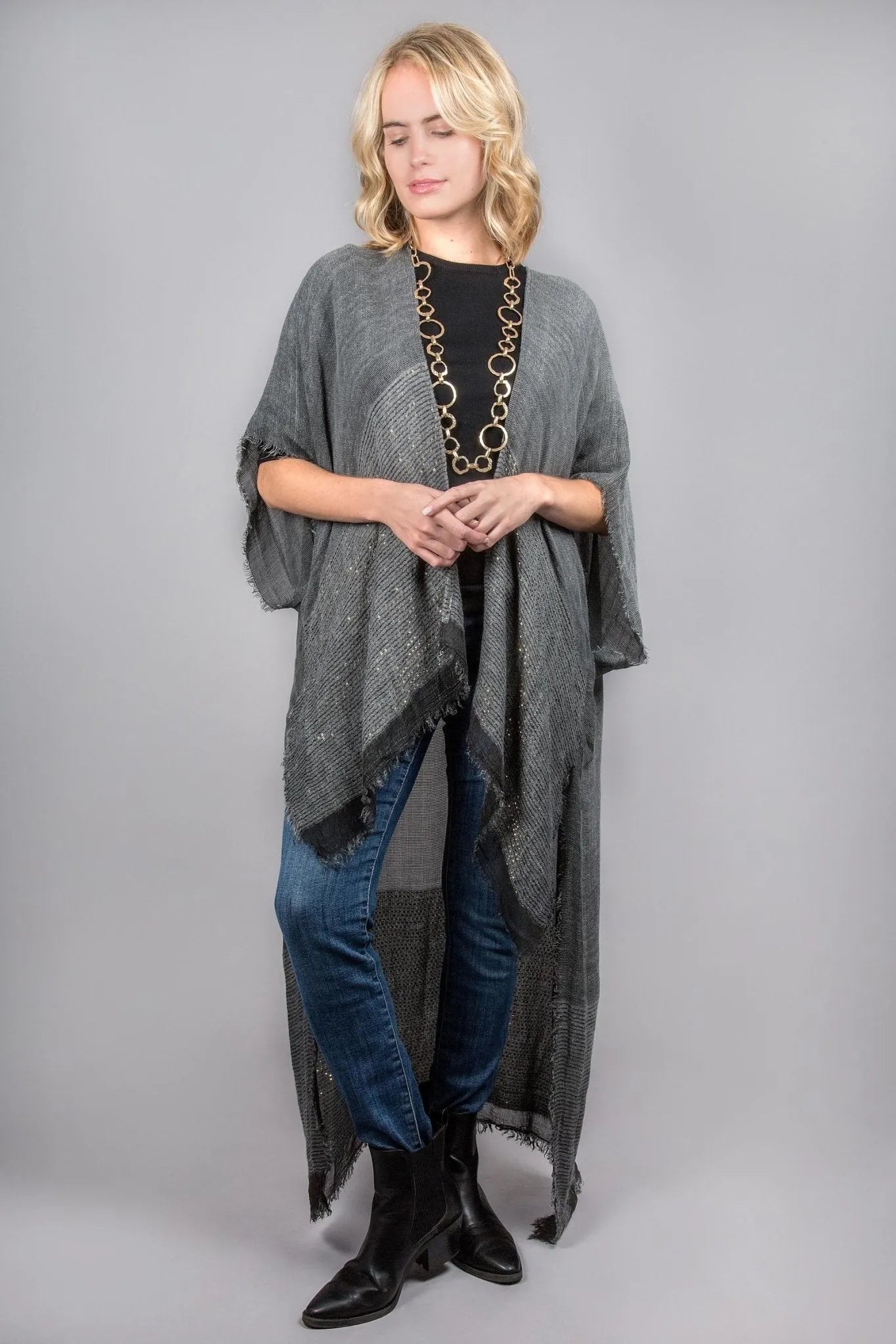 Fringed Sequin Kimono