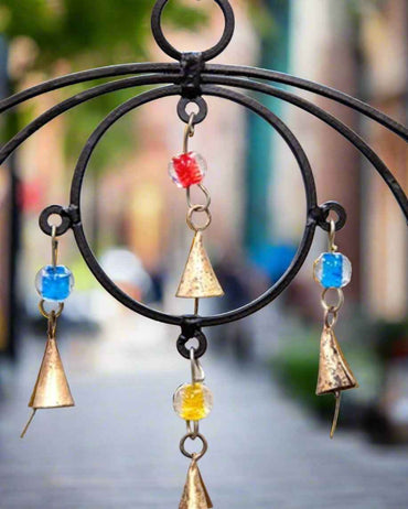 Triple Circle Chime With Beads And Brass Bells Eco Friendly Handmade