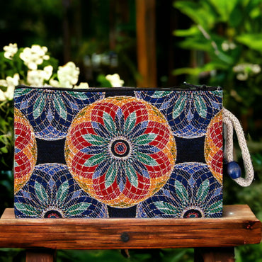 Authentic Kilim Clutch Purse Evil Eye Mandala Turkish - Rosetta Creative Boutique