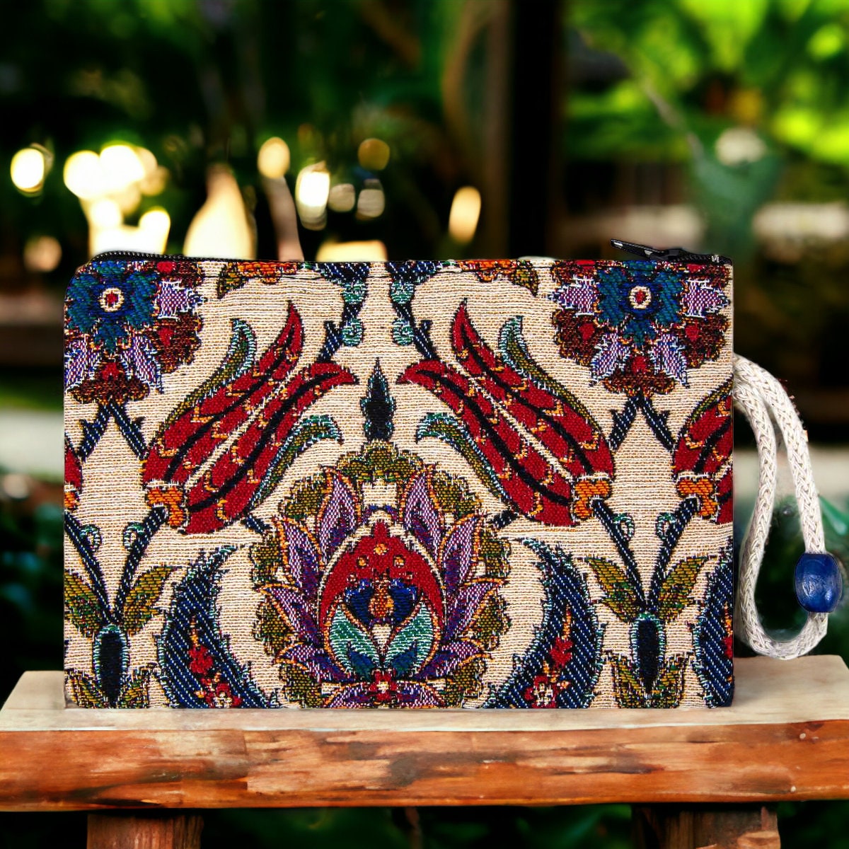 Authentic Kilim Clutch Red Tulips Zipper Purse Wallet - Rosetta Creative Boutique