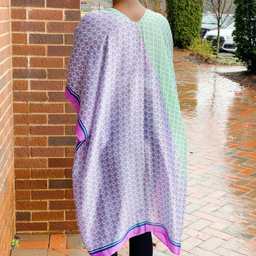 Silky Printed Kimono Two Tone Resort Wear Spring Collection - Rosetta Creative Boutique