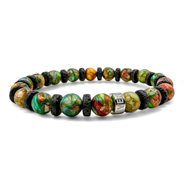 Atlas Imperial Rainbow Jasper Lava Rock Beaded Bracelet - Rosetta Creative Boutique