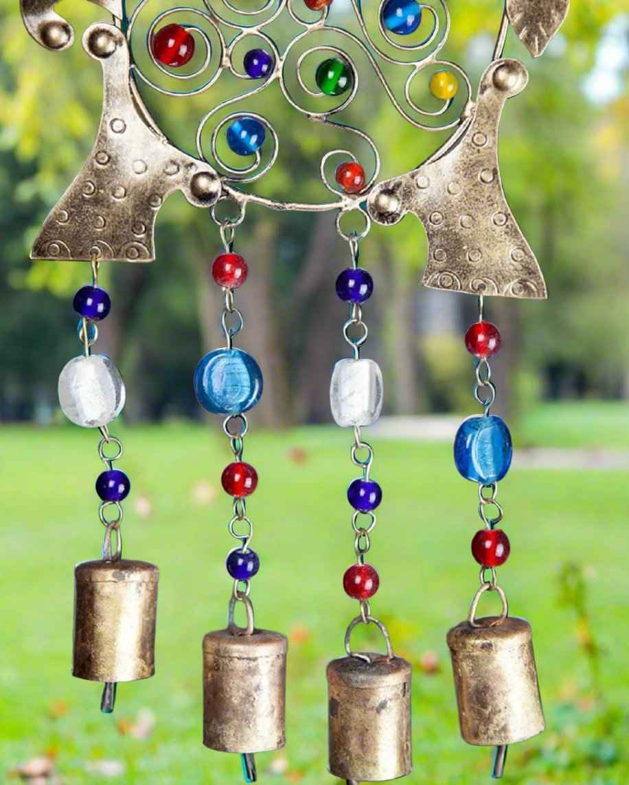 Beaded Elephant Chime Handcrafted Brass Bell for Eco Friendly Home Decor