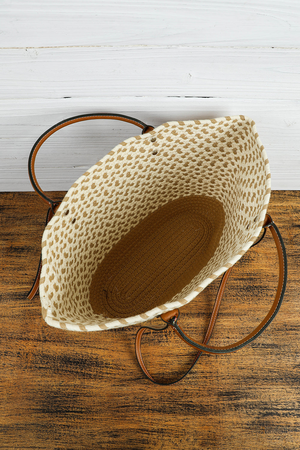 Jaylani Woven Tote Bag With Durable PU Leather Handles - Rosetta Creative Boutique
