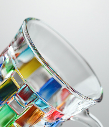 Retro Hand-Painted Colored Glass Cup with Handle & Saucer – Coffee & Tea Mug-1