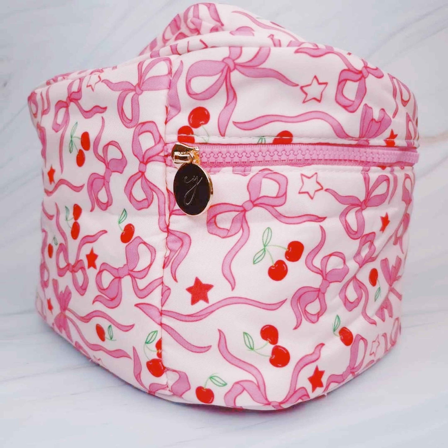 Cherry Bowtiful Travel Cosmetic Case With Handle For Makeup Essentials