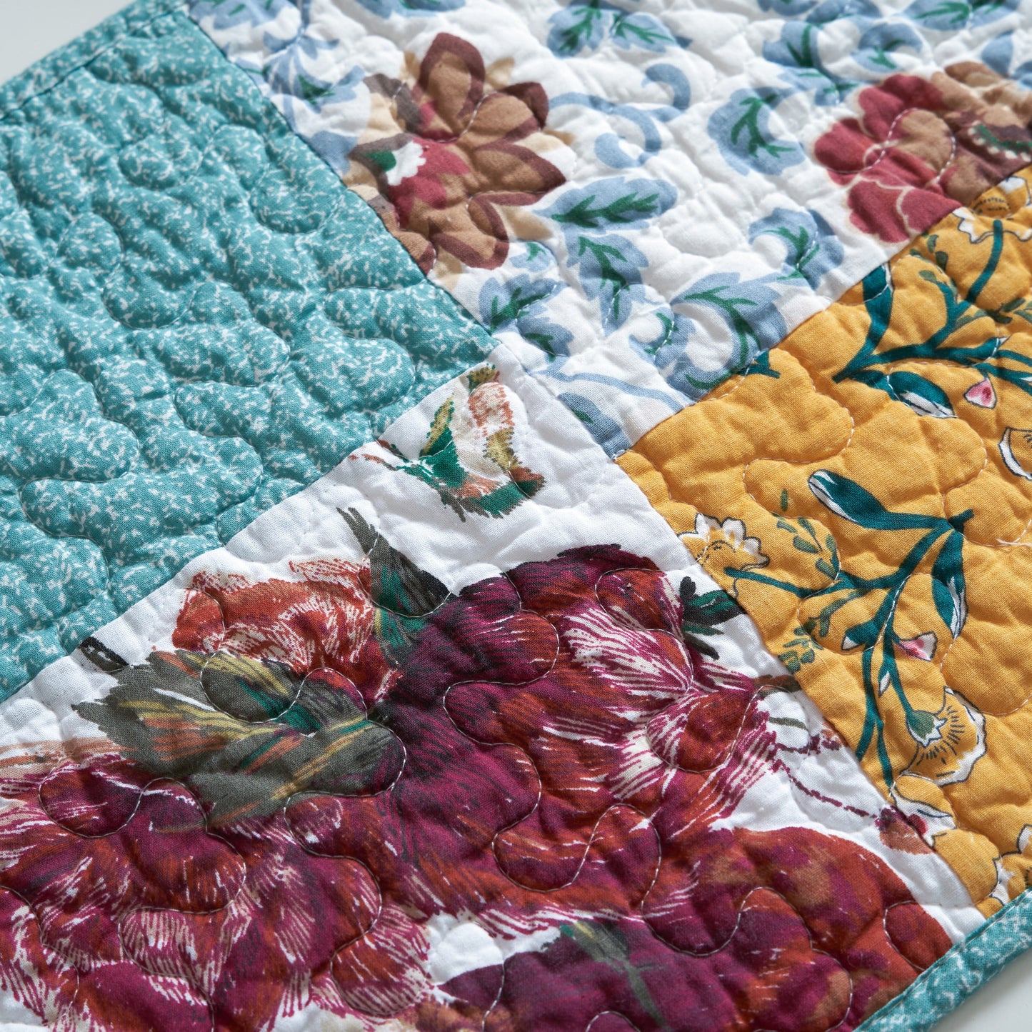 Tache Old World Patchwork Placemats Hummingbirds Blue Red - Rosetta Creative Boutique