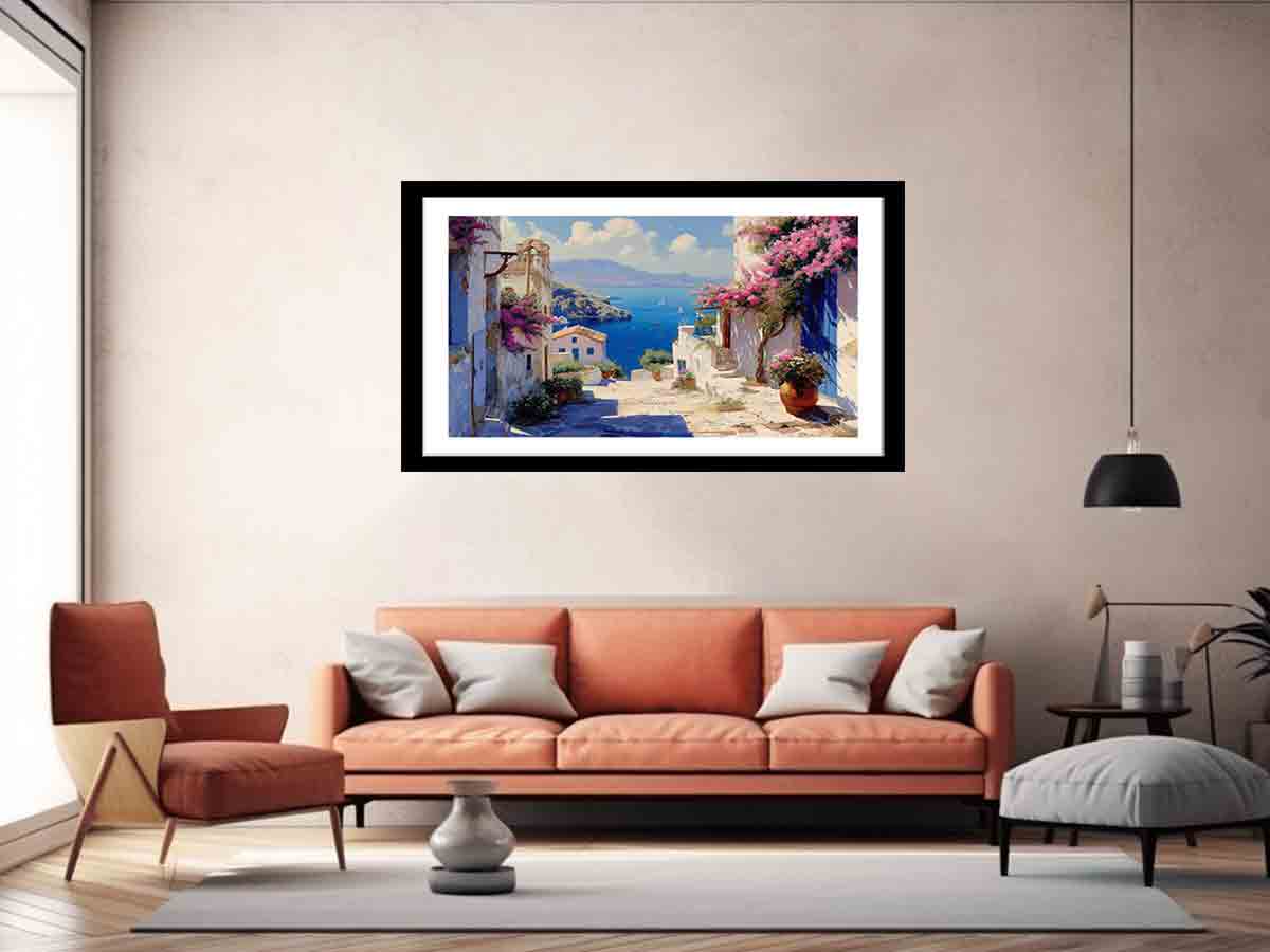 Greek Village Framed Print Radiata Pine Frame JetGirl Art - Rosetta Creative Boutique